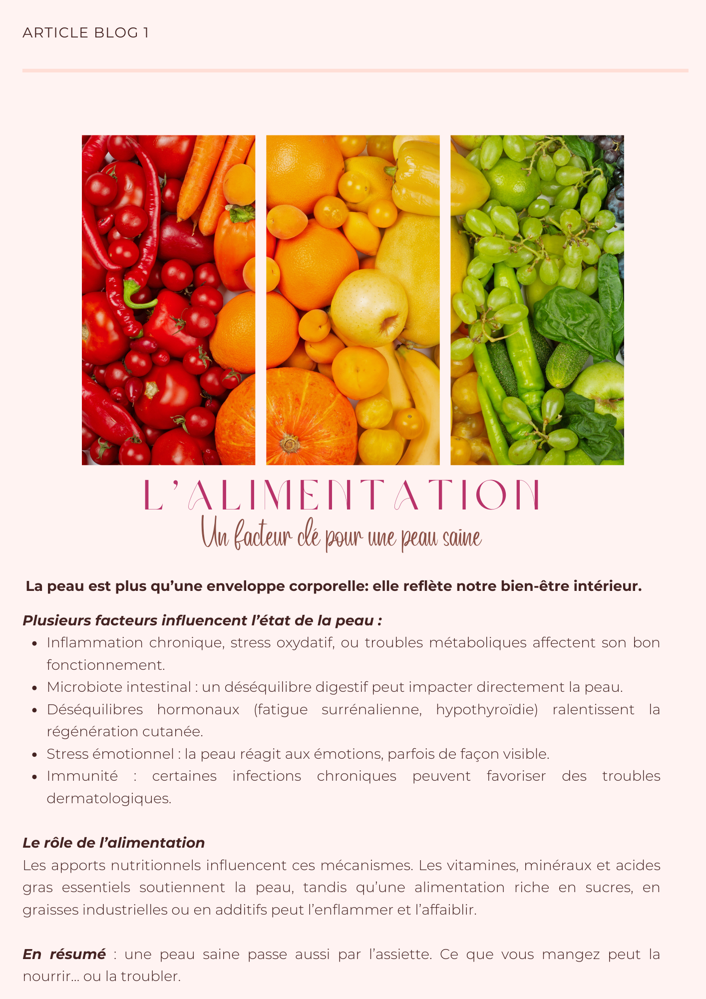 L'alimentation, un facteur clé pour une peau saine